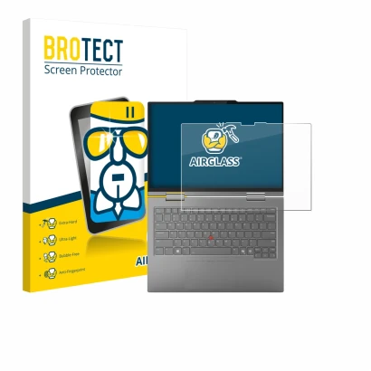 Vorderseite einer Produktverpackung mit dem Markenlogo BROTECT. Daneben ist das Gerät Lenovo ThinkPad X1 2-in-1 Gen 10 Aura Ed