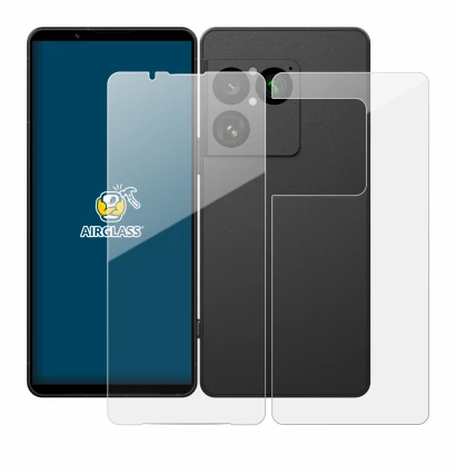 Abbildung des Geräts Sony Xperia 1 VIII (Display+Rückseite) mit einer Vielzahl des Displayschutzes.
