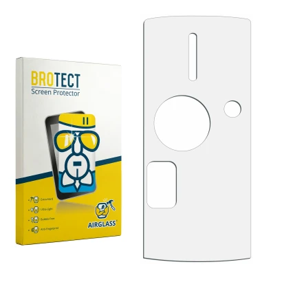 Vorderseite einer Produktverpackung mit dem Markenlogo BROTECT. Daneben ist der zugehörige Displayschutz.
