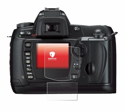 Abbildung des Geräts Nikon D70 mit einer Vielzahl des Displayschutzes.