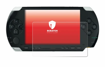 Abbildung des Geräts Sony PSP 1000 mit einer Vielzahl des Displayschutzes.