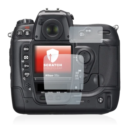Abbildung des Geräts Nikon D2X mit einer Vielzahl des Displayschutzes.