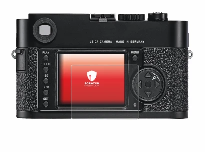 Abbildung des Geräts Leica M9 mit einer Vielzahl des Displayschutzes.