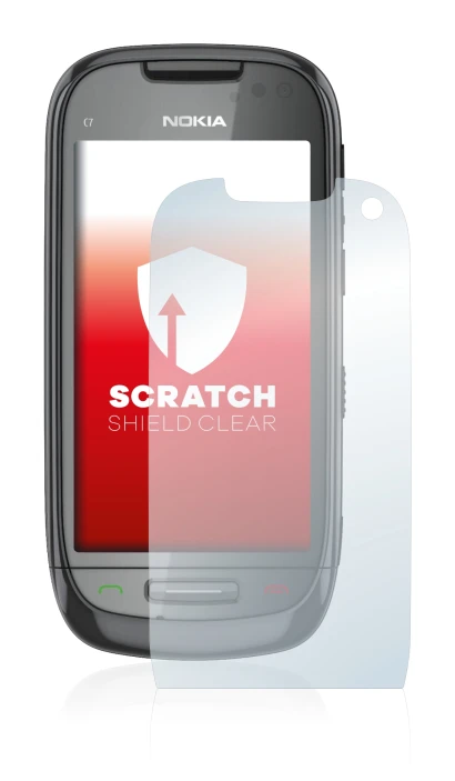 Abbildung des Geräts Nokia C7-00 mit einer Vielzahl des Displayschutzes.