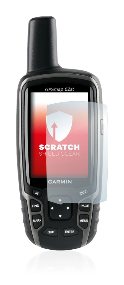 Abbildung des Geräts Garmin GPSMAP 62st mit einer Vielzahl des Displayschutzes.