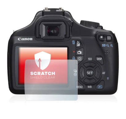 Abbildung des Geräts Canon EOS 1100D mit einer Vielzahl des Displayschutzes.