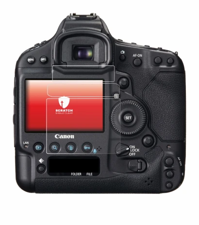 Abbildung des Geräts Canon EOS 1D X mit einer Vielzahl des Displayschutzes.