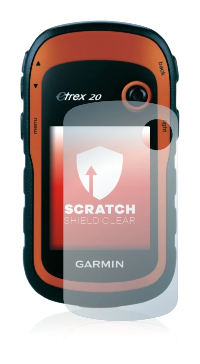 Abbildung des Geräts Garmin eTrex 20 mit einer Vielzahl des Displayschutzes.
