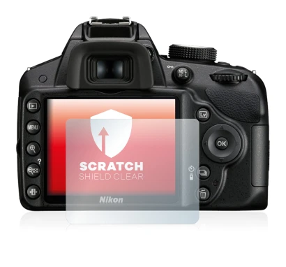 Abbildung des Geräts Nikon D3200 mit einer Vielzahl des Displayschutzes.