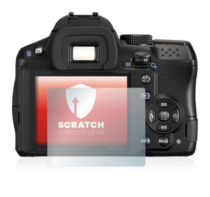 Abbildung des Geräts Pentax K-30 mit einer Vielzahl des Displayschutzes.