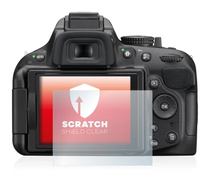 Abbildung des Geräts Nikon D5200 mit einer Vielzahl des Displayschutzes.