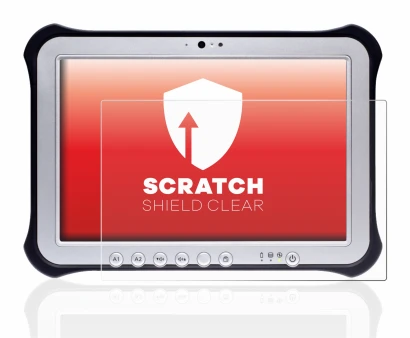 Abbildung des Geräts Panasonic Toughpad FZ-G1 mit einer Vielzahl des Displayschutzes.