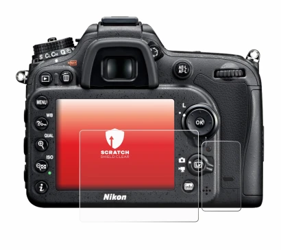 Abbildung des Geräts Nikon D7100 mit einer Vielzahl des Displayschutzes.