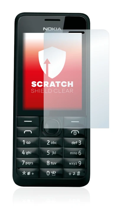 Abbildung des Geräts Nokia 301 mit einer Vielzahl des Displayschutzes.
