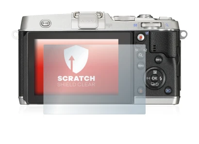 Abbildung des Geräts Olympus PEN E-P5 mit einer Vielzahl des Displayschutzes.