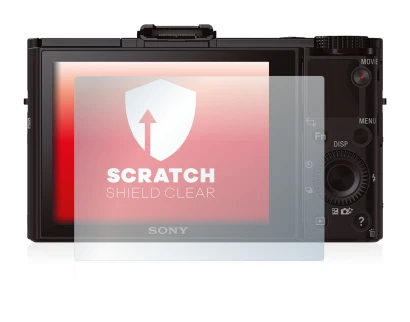 Abbildung des Geräts Sony Cyber-Shot DSC-RX100 II mit einer Vielzahl des Displayschutzes.