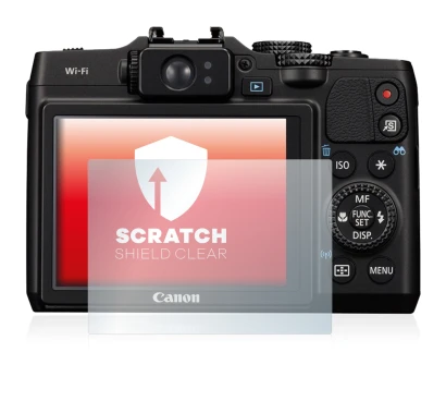 Abbildung des Geräts Canon PowerShot G16 mit einer Vielzahl des Displayschutzes.