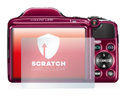 Abbildung des Geräts Nikon Coolpix L830 mit einer Vielzahl des Displayschutzes.