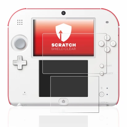 Abbildung des Geräts Nintendo 2DS mit einer Vielzahl des Displayschutzes.