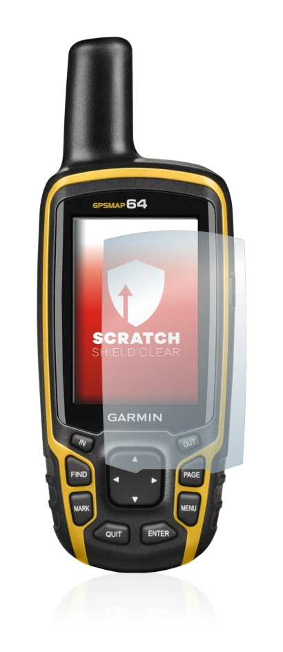 Abbildung des Geräts Garmin GPSMAP 64 mit einer Vielzahl des Displayschutzes.
