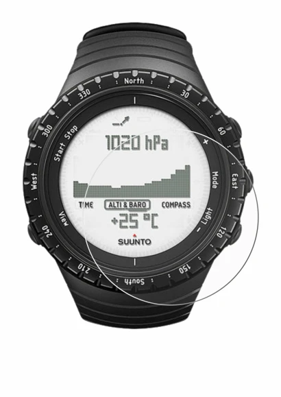 Abbildung des Geräts Suunto Core Regular Black mit einer Vielzahl des Displayschutzes.