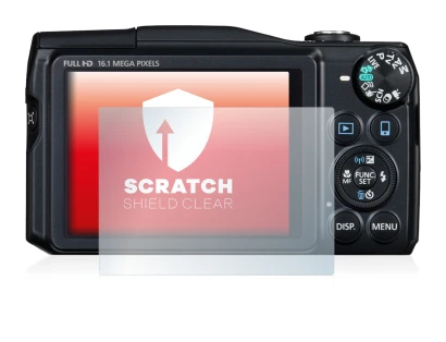 Abbildung des Geräts Canon PowerShot SX700 HS mit einer Vielzahl des Displayschutzes.