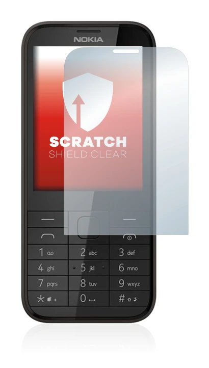 Abbildung des Geräts Nokia 225 mit einer Vielzahl des Displayschutzes.