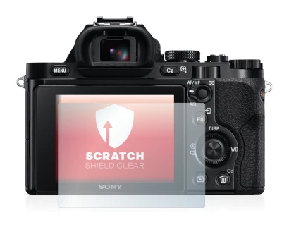 Abbildung des Geräts Sony Alpha 7S mit einer Vielzahl des Displayschutzes.
