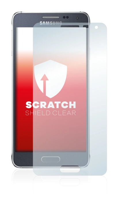 Abbildung des Geräts Samsung Galaxy Alpha SM-G850F mit einer Vielzahl des Displayschutzes.