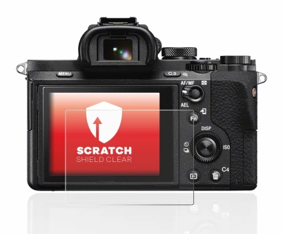 Abbildung des Geräts Sony Alpha 7 II (ILCE-7M2) mit einer Vielzahl des Displayschutzes.