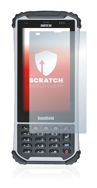 Abbildung des Geräts Handheld Nautiz X8 mit einer Vielzahl des Displayschutzes.