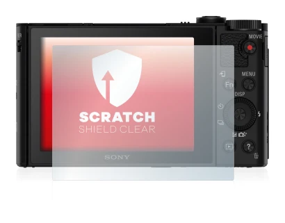 Abbildung des Geräts Sony Cyber-Shot DSC-HX90 mit einer Vielzahl des Displayschutzes.