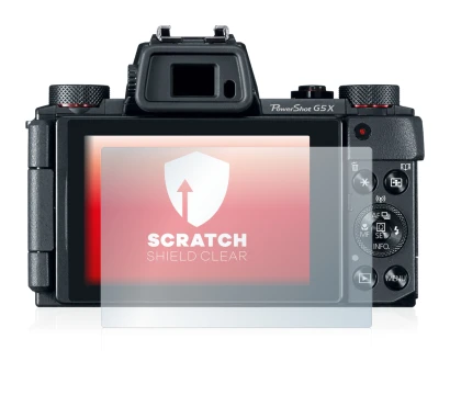 Abbildung des Geräts Canon PowerShot G5 X mit einer Vielzahl des Displayschutzes.