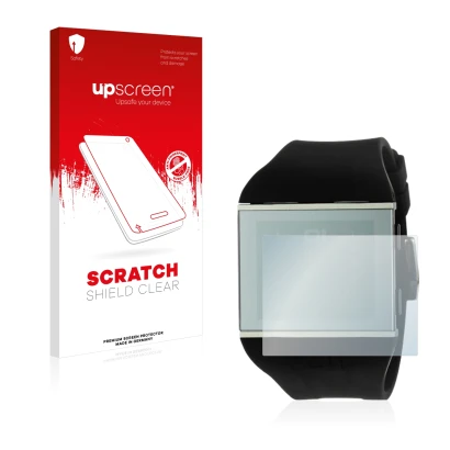 Vorderseite einer Produktverpackung mit dem Markenlogo upscreen. Daneben ist das Gerät The One Slim Square mit dem zugehörigen