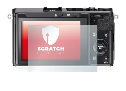 Abbildung des Geräts Fujifilm FinePix X70 mit einer Vielzahl des Displayschutzes.