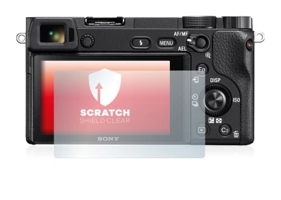 Abbildung des Geräts Sony Alpha 6300 mit einer Vielzahl des Displayschutzes.