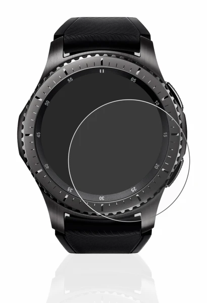 Abbildung des Geräts Samsung Gear S3 Frontier mit einer Vielzahl des Displayschutzes.
