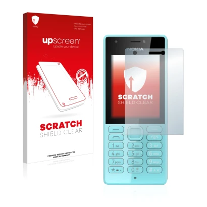 Vorderseite einer Produktverpackung mit dem Markenlogo upscreen. Daneben ist das Gerät Nokia 216 mit dem zugehörigen Displaysc