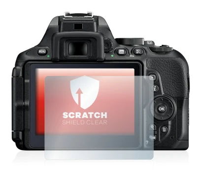 Abbildung des Geräts Nikon D5600 mit einer Vielzahl des Displayschutzes.