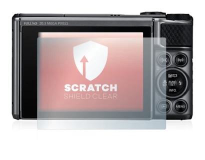 Abbildung des Geräts Canon PowerShot SX730 HS mit einer Vielzahl des Displayschutzes.