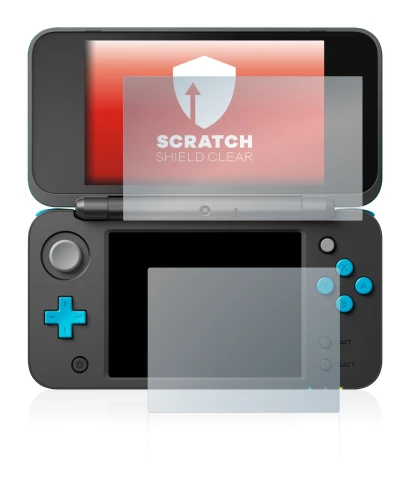 Abbildung des Geräts Nintendo 2DS XL mit einer Vielzahl des Displayschutzes.