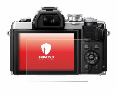 Abbildung des Geräts Olympus OM-D E-M10 Mark III mit einer Vielzahl des Displayschutzes.
