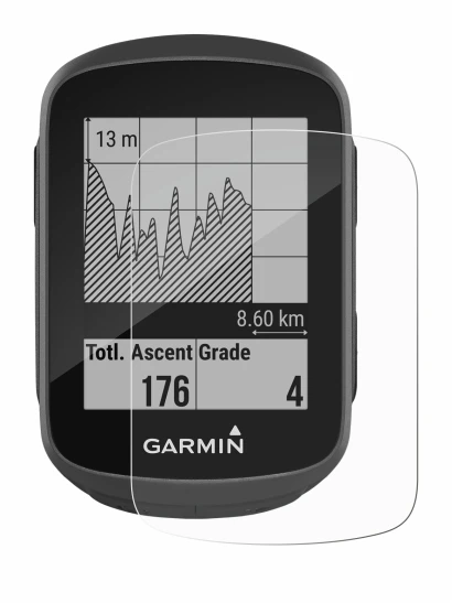 Abbildung des Geräts Garmin Edge 130 mit einer Vielzahl des Displayschutzes.