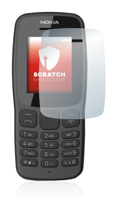 Abbildung des Geräts Nokia 106 2018 mit einer Vielzahl des Displayschutzes.