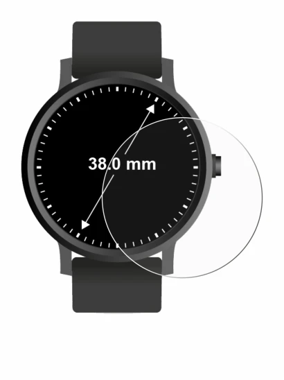 Abbildung des Geräts Kreisrunde Displays (ø: 38 mm) mit einer Vielzahl des Displayschutzes.