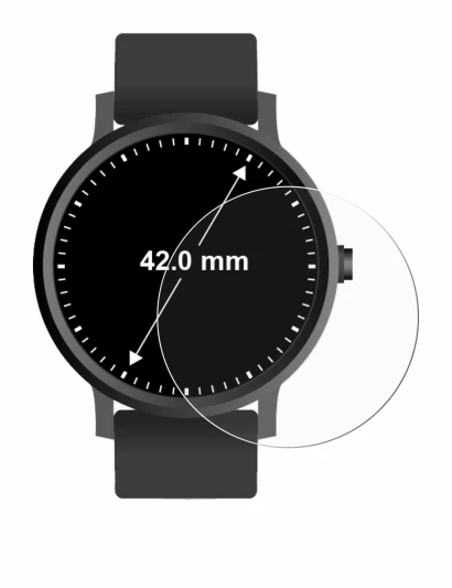 Abbildung des Geräts Kreisrunde Displays (ø: 42 mm) mit einer Vielzahl des Displayschutzes.