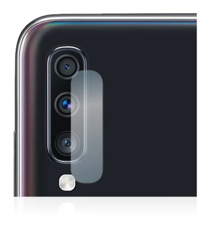Abbildung des Geräts Samsung Galaxy A70 (NUR Kameraschutz) mit einer Vielzahl des Displayschutzes.
