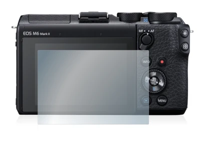 Abbildung des Geräts Canon EOS M6 Mark II mit einer Vielzahl des Displayschutzes.