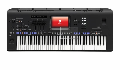 Abbildung des Geräts Yamaha Genos mit einer Vielzahl des Displayschutzes.