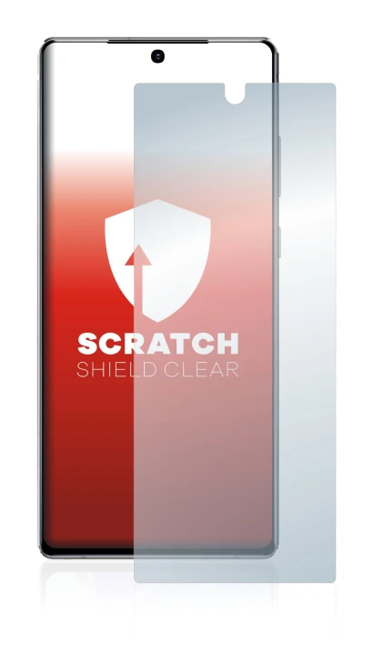 Abbildung des Geräts Samsung Galaxy Note 20 mit einer Vielzahl des Displayschutzes.